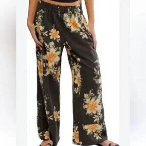 Free People Days End Women's Size Large Washed Black Floral Pants NWT $98